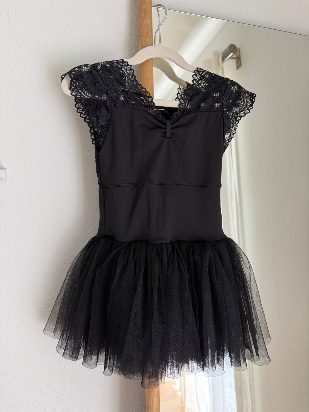Danz N Motion Black Lace & Tulle Kids Brielle Cap Sleeve Ballet Dress